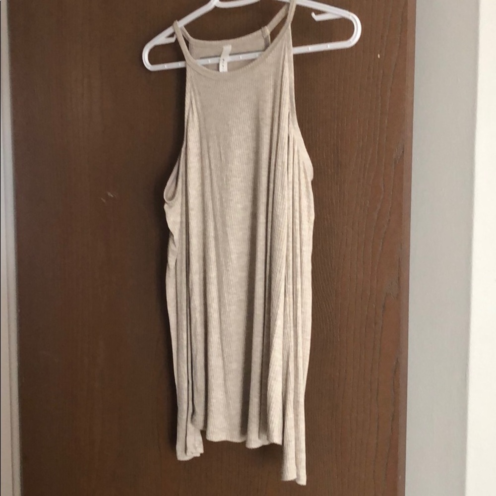 Beige open shoulder top